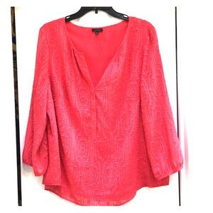 Talbots Coral popover blouse